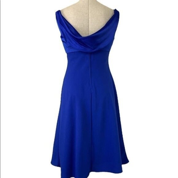 Eureka USA Vintage Hollywood Glam Cocktail Dress Crystal Accents Sz Small Blue - Picture 2 of 5